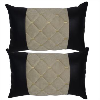 2 Stück Auto Nackenkissen Nackenpolster Leder und gesticktes Polster Design FARBAUSWAHL